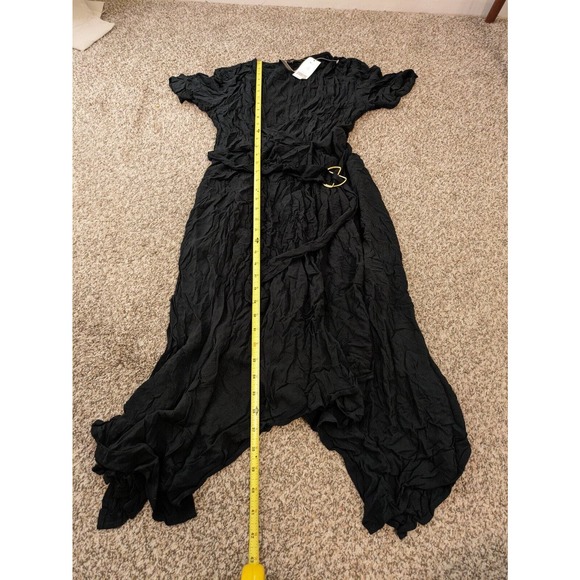 Banana Republic NEW Wrap Dress Black Size 4 Petite Short Sleeve Belt - Picture 6 of 7